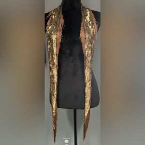 STUNNING Shimmery Bronze Sequin and Fringe-Deepa Gurnani Scarf-72”